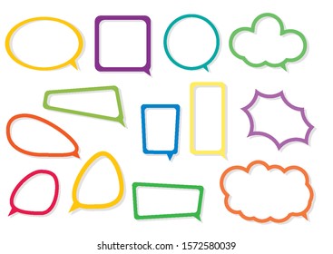 A collection of vector speech and thought communication bubbles.