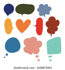 A collection of vector speech and thought communication bubbles.