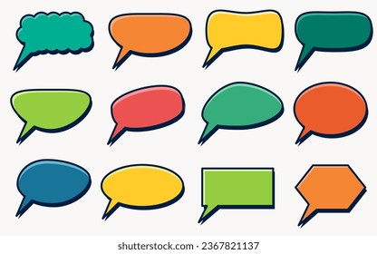 Eine Kollektion von Vektor-Sprach- und Gedankenblasen, Kollektion von bunten Sprachblasen und Dialogballons 