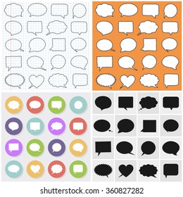 Collection of vector speech and thought communication bubbles