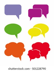 A collection of vector speech and thought communication bubbles