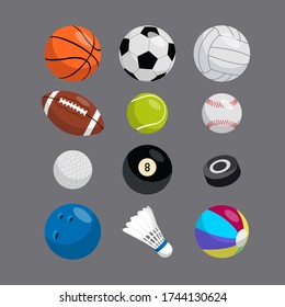 Collection of vector sports elements. Balls.
