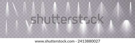 Collection of vector spot spotlight isolated on transparent background.