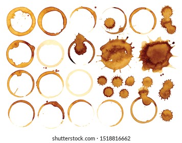 Collection vector stains of coffee for grunge design