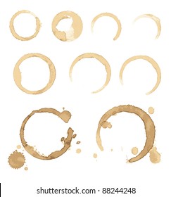 Collection vector stains of coffee for grunge design