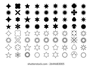 Kollektion von Vektorsternen und geometrischen Formen.