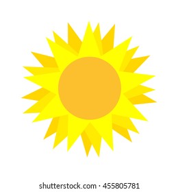 Collection of vector sun. Sunlight isolated design symbol hot nature drawing object. Sunshine weather heat sign summer yellow sunrise. Flat silhouette bright, summer style sun collection.