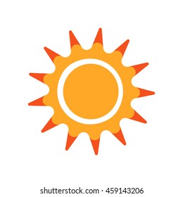 Collection of vector suns. Sunlight isolated design symbol hot nature drawing object. Sunshine weather heat sign summer yellow sunrise. Flat silhouette bright, summer style sun collection.