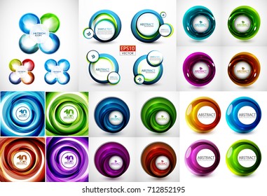 Collection of vector swirls and circles abstract banners