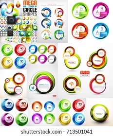 Collection of vector swirls and circles abstract banners