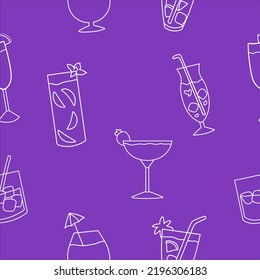 Colección de símbolos vectoriales en un estilo moderno y plano sobre un fondo blanco.Un conjunto de iconos con bebidas,Un conjunto de bebidas frías,cóctel