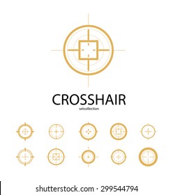 Collection of vector targets. Different crosshair icons. Aims templates. Shooting marks design.