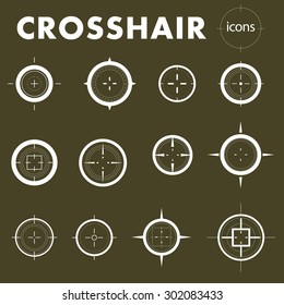 Collection of vector targets. Different crosshair icons. Aims templates. Shooting marks design.