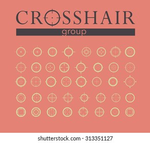 Collection of vector targets. Different crosshair icons. Aims templates. Shooting marks design.