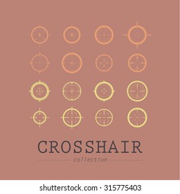 Collection of vector targets. Different crosshair icons. Aims templates. Shooting marks design.