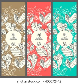 Collection vector template invitations. Floral printable set.