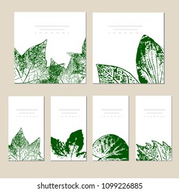 Collection of vector template label, visit cards, square greeting cards and banners with home plants, wild flowers and herbs.Business set of design templates Layout, mockup design for cosmetics