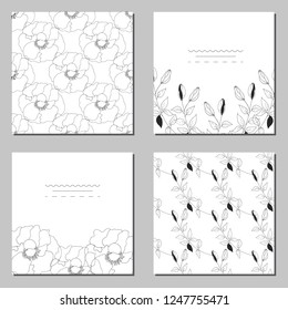 Collection of vector template label, visit cards, square greeting cards and banners with home plants, wild flowers and herbs.Business set of design templates Layout, mockup design for cosmetics.