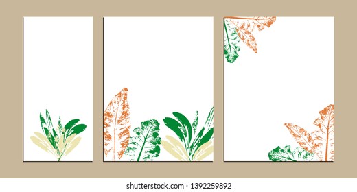 Collection of vector template label, visit cards, square greeting cards and banners with home plants, wild flowers and herbs.Business set of design templates Layout, mockup design for cosmetics.