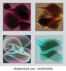  Collection of vector template label, visit cards, square greeting cards and banners with Fluid shapes and Geometric design.Business set of design templates Layout, mockup design for cosmetics.