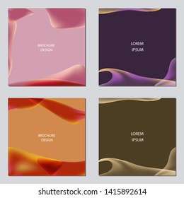 Collection of vector template label, visit cards, square greeting cards and banners with Fluid shapes and Geometric design.Business set of design templates Layout, mockup design for cosmetics.