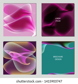 Collection of vector template label, visit cards, square greeting cards and banners with Fluid shapes and Geometric design.Business set of design templates Layout, mockup design for cosmetics.