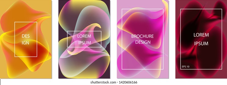Collection of vector template label, visit cards, square greeting cards and banners with Fluid shapes and Geometric design.Business set of design templates Layout, mockup design for cosmetics.
