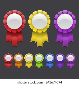 Collection vector template medals with ribbons of all colors of the rainbow