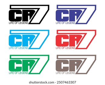 Collection vector text CR7 simple, icon design, white background. 