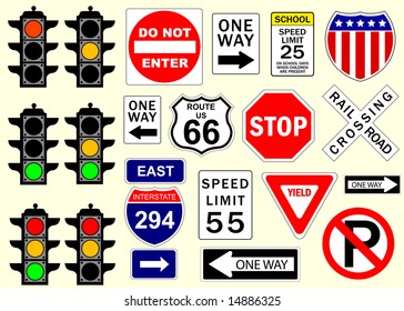 Collection Vector Traffic Sign Icons Stock Vector (Royalty Free ...