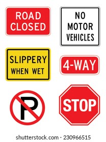 A collection of vector traffic signs