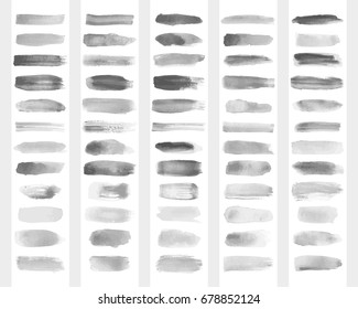 Collection of vector transparent brush strokes for imitation of watercolor drawing.