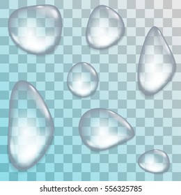 Collection of vector transparent water drops