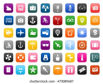 collection of vector travel, tourism and vacation icons set