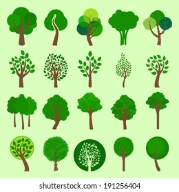 collection of vector tree icons