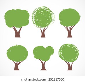 Collection of vector tree icons with a place for text