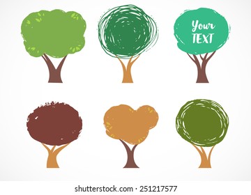Sammlung von Vektorbaum-Symbolen mit Platz für Text