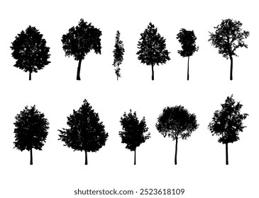 Collection of vector trees silhouettes.