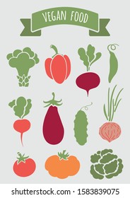 Collection of vector vegetables. Organic food