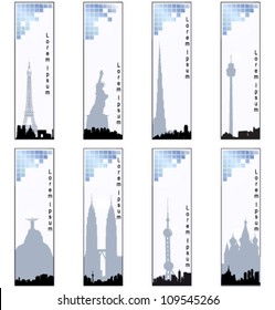 Collection of vector vertical banners of cities. EPS10 vector