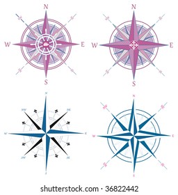 Collection of vector vintage compasses