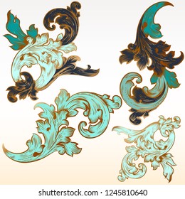 Collection of vector vintage flourishes for design