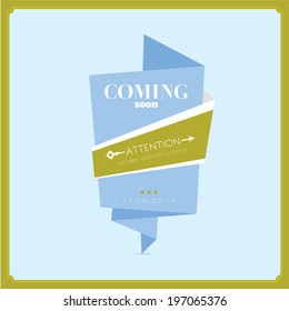 Collection of vector vintage hipsters unique coming soon tags. Retro design elements. Labels and ribbons in cute style isolated on white background. 
