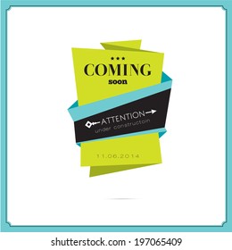 Collection of vector vintage hipsters unique coming soon tags. Retro design elements. Labels and ribbons in cute style isolated on white background.