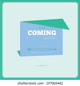Collection of vector vintage hipsters unique coming soon tags. Retro design elements. Labels and ribbons in cute style isolated on white background. 