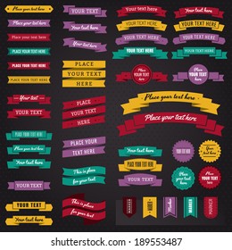 Collection of vector vintage labels, badges and ribbons in retro style