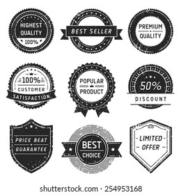 Collection of vector vintage labels with dirt and scratches.
