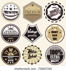 Collection of vector vintage labels premium quality badges