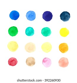 Collection of vector watercolor dots (circles) for design