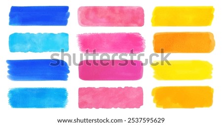 Collection of vector watercolor isolated paint brush strokes vibrant banners